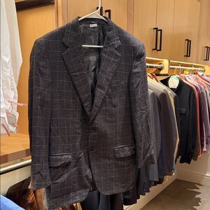 Brioni Black and Gray Checkered Blazer